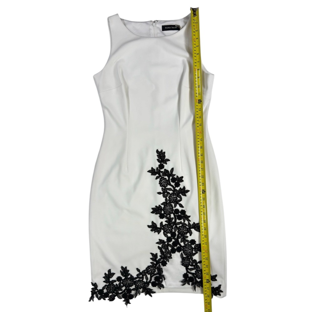 Ivanka Trump Sheath Dress 6 White Black Floral Lace Applique Cocktail Evening - Picture 5 of 7